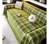 Highdi Telo Copridivano 1 2 3 4 Posti, Stampa Tartan Reversibile Copri Divano in Ciniglia o Copriletto, Copridivani, Protezione Fodere Copridivano Anti graffio Gatto (Verde,180x420cm)