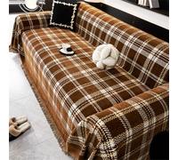 Highdi Telo Copridivano 1 2 3 4 Posti, Stampa Tartan Reversibile Copri Divano in Ciniglia o Copriletto, Copridivani, Protezione Fodere Copridivano Anti graffio Gatto (Caffè,180x280cm)