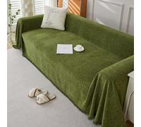 Highdi Telo Copridivano, Copri Divano in Ciniglia con Frange Decorative, Copridivano AntiGraffio Gatto Protezione per Mobili e Divano,Copridivani 3 Posti e 2 Posti (180x180cm,Verde Scuro)