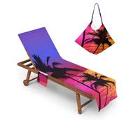 Highdi Telo Mare per Lettino con Tasche, Telo Mare Piscina in Microfibra, Morbida Copertura per Sedia di Sdraio, 3D Fodera per Sedia da Spiaggia in Colori Vari (75x210cm,Crepuscolo)