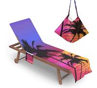 Highdi Telo Mare per Lettino con Tasche, Telo Mare Piscina in Microfibra, Morbida Copertura per Sedia di Sdraio, 3D Fodera per Sedia da Spiaggia in Colori Vari (75x210cm,Crepuscolo)