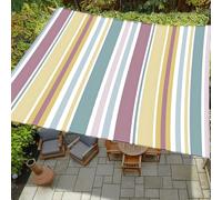 Highdi Tenda a Vela Parasole Rettangolare Impermeabile Tenda da Sole per Esterno, Telo Ombreggiante Traspirante Protezione UV, per Piscina Giardino, Motivo a Strisce (Stile 4,1.5x1.5m)