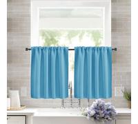 Highdi Tende Cucina con Tasca Tinta Unita, 2 Pezzi Tendine Cucina Tendina, Tende per Finestre Piccole per Soggiorno, Casa in Stile Rustico,Tendina da Bistro (Azzurro,152 * 60cm)