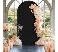 Highdi Tessuto per Sfondo ad Arco, Sfondo ad Arco per Allestimenti in Tessuto Elastico per Matrimonio, Compleanno, Anniversario, Festa di Laurea (7FT-220 * 120cm,Nero)