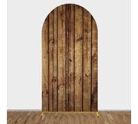 Highdi Tessuto per Sfondo ad Arco, Sfondo ad Arco per Allestimenti in Tessuto Elastico per Matrimonio, Compleanno, Anniversario, Festa di Laurea (200 * 100cm,Tavola di legno marrone)