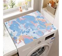 Highdi Texture di Marmo Tappetino Asciugatura Rapida Copri Coperchio Antipolvere, per Lavatrice Asciugatrice Tappetino Antiscivolo Copertura Frigorifero Protezione Superiore (Blu,60x60cm)