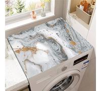 Highdi Texture di Marmo Tappetino Asciugatura Rapida Copri Coperchio Antipolvere, per Lavatrice Asciugatrice Tappetino Antiscivolo Copertura Frigorifero Protezione Superiore (Grigio Scuro,50x60cm)