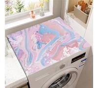 Highdi Texture di Marmo Tappetino Asciugatura Rapida Copri Coperchio Antipolvere, per Lavatrice Asciugatrice Tappetino Antiscivolo Copertura Frigorifero Protezione Superiore (Blu Rosa,50x50cm)