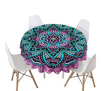 Highdi Tovaglia Rotonda Antimacchia, Tavolo Circolare Copertura Antipolvere Impermeabile Moderna Tovaglia Tonda per Buffet, Matrimonio, Ristorante, Festa (Complicato,Diametro 180cm)