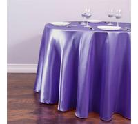 Highdi Tovaglia Rotonda di Raso per Festa, Tovaglia Elegante in Tessuto Satinato Lavabile in lavatrice per Matrimonio Compleanno Feste Banchetto Hotel (240cm,Viola)