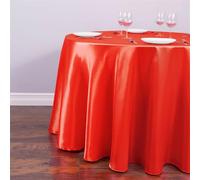 Highdi Tovaglia Rotonda di Raso per Festa, Tovaglia Elegante in Tessuto Satinato Lavabile in lavatrice per Matrimonio Compleanno Feste Banchetto Hotel (240cm,Rosso)