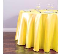 Highdi Tovaglia Rotonda di Raso per Festa, Tovaglia Elegante in Tessuto Satinato Lavabile in lavatrice per Matrimonio Compleanno Feste Banchetto Hotel (180cm,Giallo)