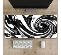 Highdi Treer Tappetino per il Mouse XXL Base in Gomma Antiscivolo, Tappetino Scrivania con Modello Astratto di Turbinio, Mouse Mat con Bordi Cuciti per Casa e Ufficio (300 * 600 * 2mm,Nero)