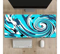 Highdi Treer Tappetino per il Mouse XXL Base in Gomma Antiscivolo, Tappetino Scrivania con Modello Astratto di Turbinio, Mouse Mat con Bordi Cuciti per Casa e Ufficio (300 * 600 * 2mm,Azzurro)