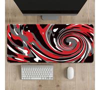 Highdi Treer XXL/XL Tappetino per il Mouse Base in Gomma Antiscivolo, Tappetino Scrivania con Modello Astratto di Turbinio,Colore Mouse Mat con Bordi Cuciti per PC Computer (400 * 800 * 2mm,Rosso)
