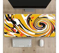 Highdi Treer XXL/XL Tappetino per il Mouse Base in Gomma Antiscivolo, Tappetino Scrivania con Modello Astratto di Turbinio,Colore Mouse Mat con Bordi Cuciti per PC Computer (300 * 700 * 2mm,Giallo)
