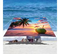 Highdi Vela Ombreggiante Impermeabile, Paesaggio Marino Tenda da Sole per Esterno Rettangolare, Telo Ombreggiante Protezione UV, per Giardino,Terrazza,Parco Tenda da Sole (Spiaggia 2,2,0x2,0m)