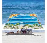 Highdi Vela Ombreggiante Impermeabile, Paesaggio Marino Tenda da Sole per Esterno Rettangolare, Telo Ombreggiante Protezione UV, per Giardino,Terrazza,Parco Tenda da Sole (Palme,2,0x2,0m)