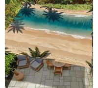 Highdi Vela Ombreggiante Impermeabile, Paesaggio Marino Tenda da Sole per Esterno Rettangolare, Telo Ombreggiante Protezione UV, per Giardino,Terrazza,Parco Tenda da Sole (Spiaggia,1,8x1,8m)