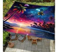 Highdi Vela Ombreggiante Impermeabile, Paesaggio Marino Tenda da Sole per Esterno Rettangolare, Telo Ombreggiante Protezione UV, per Giardino,Terrazza,Parco Tenda da Sole (Cielo Stellato,2,0x2,0m)