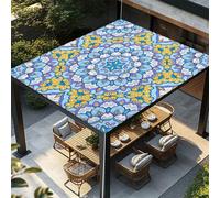 Highdi Vela Ombreggiante Impermeabile,Retrò Multicolore Tenda da Sole per Esterno Rettangolare, Telo Ombreggiante Protezione UV, per Giardino,Terrazza,Parco Tenda da Sole (Blu Giallo,1,5x1,5m)