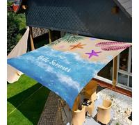 Highdi Vela Ombreggiante Impermeabile, Tenda da Sole per Esterno Rettangolare, Telo Ombreggiante Traspirante Protezione UV, per Piscina Giardino Terrazza Parco (Ciao Estate,2x2.4m)