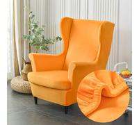 Highdi Velvet Copripoltrona con Orecchie Elasticizzato, Tinta unita 2-Pezzi Copridivano da 1 Posto con Fodera per Cuscino, Lavabile per Strandmon Bar Soggiorno Camera da Letto (Arancione)