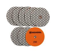 HIGHDRIL Diamante Lucidatura Pad - 8 pezzi #200 Set Tamponi Lucidatura Secco 125MM per Granito Pietra Marmo Pavimento, Kit di Pad di Lucidatura per Trapano Smerigliatrice Lucidatrice