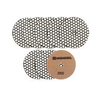 HIGHDRIL Diamante Lucidatura Pad - 8 pezzi #3000 Set Tamponi Lucidatura Secco 125MM per Granito Pietra Marmo Pavimento, Kit di Pad di Lucidatura per Trapano Smerigliatrice Lucidatrice
