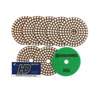 HIGHDRIL Diamante Lucidatura Pad - 8 pezzi #800 Set Tamponi Lucidatura Secco 100MM per Granito Pietra Marmo Pavimento, Kit di Pad di Lucidatura per Trapano Smerigliatrice Lucidatrice