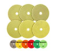 HIGHDRIL - Dischetti diamantati per lucidatura, 6 pezzi, 100 mm (#50+#100+#200+#400+#800+#1500), per smerigliatrice o lucidatrice per granito e marmo