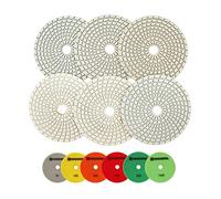 HIGHDRIL - Dischetti diamantati per lucidatura, 6 pezzi, 125 mm (#50+#100+#200+#400+#800+#1500), per smerigliatrice o lucidatrice per granito e marmo