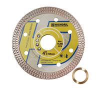 HIGHDRIL - Lama diamantata super sottile, 100 mm, lama per piastrelle diamantate a secco o bagnato con bordo a rete a X per taglio a disco, porcellana, ceramica, terracotta, granito, marmo