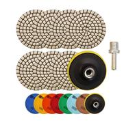 HIGHDRIL Pastiglie per lucidatura diamantata a secco, 9 pezzi, 7 pezzi, set di lucidatura in marmo, #50/100/200/400/800/1500/3000+M14, piastre di supporto filettate+adattatore per granito marmo pietra