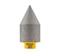HIGHDRIL Punta di fresatura con smusso diamantato - Punta a dito svasata diamantata da 35 mm con filettatura M14 per la sagomatura di fori in gres porcellanato, ceramica, granito e marmo