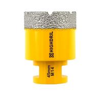HIGHDRIL Punta per Trapano Diamantata - 45mm con Filettatura M14 Foratura Secco per Piastrelle Porcellana Ceramica Granito Marmo Muratura Mattoni per Smerigliatrici Angolari