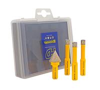 HIGHDRIL Set di 4 punte diamantate (8/8/8 mm+20 mm) diamantate per sega a tazza in ceramica, porcellana, piastrelle, granito, marmo, mattoni, dekton, con fusto triangolare