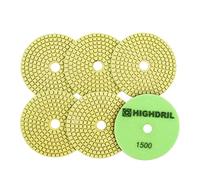 HIGHDRIL Tamponi Diamantati 100mm per Lucidatura a Umido 6 Pezzi, Disco Lucidatura Grana 1500 per Granito, Marmo, Quarzo, Pietra Artificiale per Smerigliatrice