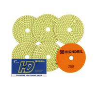 HIGHDRIL Tamponi Diamantati 100mm per Lucidatura a Umido 6 Pezzi, Disco Lucidatura Grana 200 per Granito, Marmo, Quarzo, Pietra Artificiale per Smerigliatrice