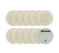 HIGHDRIL Tamponi Diamantati 125mm per Lucidatura a Umido 12 Pezzi, Disco Lucidatura Grana 30 per Granito, Marmo, Quarzo, Pietra Artificiale per Smerigliatrice