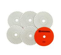 HIGHDRIL Tamponi Diamantati 125mm per Lucidatura a Umido 6 Pezzi, Disco Lucidatura Grana 200 per Granito, Marmo, Quarzo, Pietra Artificiale per Smerigliatrice