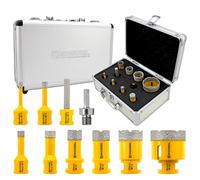 HIGHDRIL Trapano Diamantato Kit 10pezzi (6/8/10/16/20/25/32/50mm Punte per Trapano+10mm Trapani da Affilare+Adattatore) Seghe a Tazza per Piastrelle Ceramica Marmo Granito