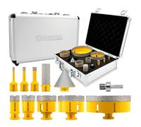 HIGHDRIL Trapano Diamantato Kit 11pezzi (6/8/10/25/35/50/68/110mm Punte per Trapano+50mm Trapano per Smussare+20mm Trapani da Affilare+Adattatore) Seghe a Tazza per Piastrelle Ceramica Marmo Granito