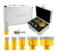 HIGHDRIL Trapano Diamantato Kit 7pezzi (20/25/35/50/68mm Punte per Trapano+20mm Trapani da Affilare+Adattatore) Seghe a Tazza per Piastrelle Ceramica Marmo Granito