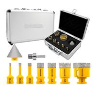 HIGHDRIL Trapano Diamantato Kit 9pezzi (6/8/10/20/25/35/50mm Punte per Trapano+50mm Trapano per Smussare+Adattatore) Seghe a Tazza per Piastrelle Ceramica Marmo Granito