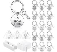 Highergo 110 Pcs Employee Appreciation Keychain Bulk Include 30 Best Team Ever Keychain for Coworker with 50 Thank You Gift Tags 30 White Organza Bags for Labor Day Week