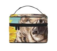 Highl e mucca con girasoli, borsa da viaggio per il trucco da donna, grande organizer per cosmetici