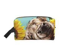 Highl e mucca con girasoli, organizer per cosmetici di grande capacità, borsa da viaggio per il trucco da donna