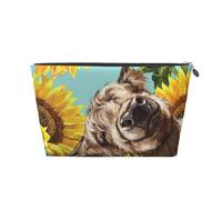 Highl E Mucca Con I Girasoli, Borsa da toilette Borsa per trucco Borsa per cosmetici Borsa da toilette da viaggio portatile