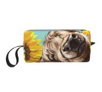 Highl E Mucca Con I Girasoli, Borsa per il trucco Borsa per cosmetici Borsa da toilette da viaggio portatile Borsa per trucco Organizer